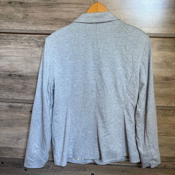 Ellen Tracy Gray Blazer Cotton Blend Jersey Knit Suit Jacket Women's L - Picture 5 of 8